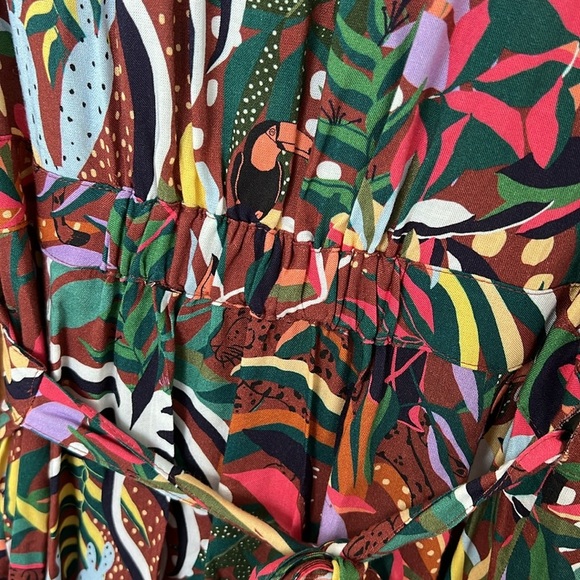 Farm Rio for Anthropologie Fiesta Wrap Maxi Dress Petite Medium - Picture 2 of 11